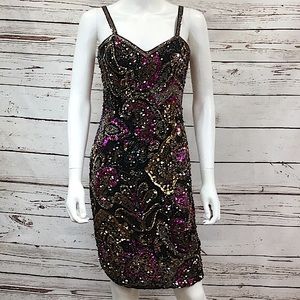 Vintage Black & Gold Lime Nite Beaded Tank Dress